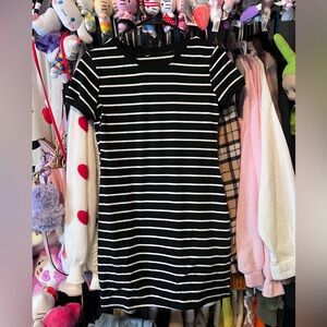 Black and White Striped Tee Shirt Dress